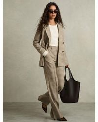 Reiss - Wool Wide-Leg Houndstooth-Check Trousers - Lyst