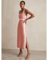 Reiss - Wave Trim Crepe Midi Dress - Lyst