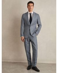 Reiss - Slim Fit Linen Check Suit Trousers - Lyst