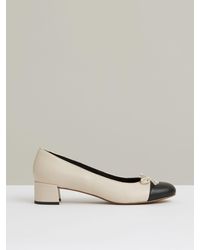 Reiss - Leather Block Heel Ballerina Shoes - Lyst