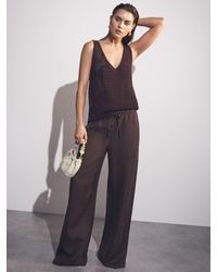 Reiss - Linen-Blend Wide-Leg Trousers - Lyst
