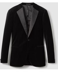 Reiss - Ace Cotton Single Breasted Velvet Blazer - Lyst