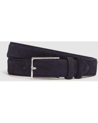 Reiss - Dante - Navy Suede Belt, 32 - Lyst