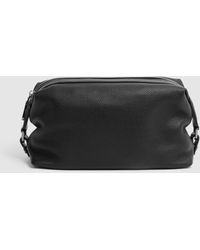 Reiss - Cole - Black Leather Washbag, One - Lyst