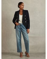 Reiss - Tailored Fit Textured Double Breasted Blazer - Lyst