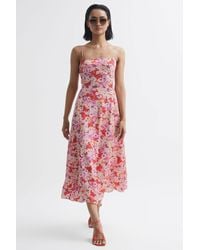 Reiss - Bonnie Floral-print Woven Midi Dress - Lyst