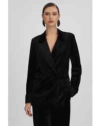GOOD AMERICAN - Good Black Good Velvet Double Breasted Suit Blazer - Lyst