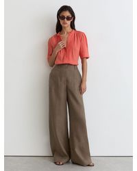 Reiss - Cotton Cheesecloth Frill-Neck Top - Lyst