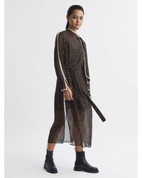 Reiss - Polka Dot Tie Neck Midi Dress - Lyst