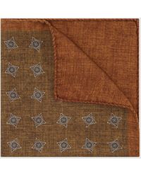 Reiss - Corrado - Burnt Orange Silk Diamond Medallion-print Pocket Square, One - Lyst