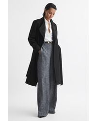 Reiss - Freja - Black Tailored Wool Blend Longline Coat - Lyst
