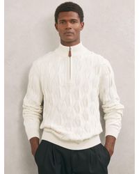 Reiss - Half-Zip Cable-Knit Jumper With Wool - Lyst