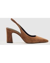 Reiss - Lorena Tan Suede Slingback Court Shoes - Lyst