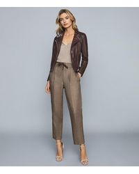 Reiss Tallis - Leather Biker Jacket - Brown