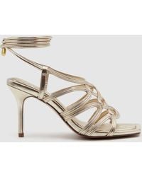 Reiss - Keira - Gold Strappy Open Toe Heeled Sandals - Lyst