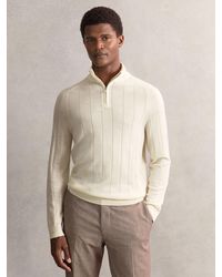 Reiss - Merino Wool Wide-Rib Half-Zip Jumper - Lyst