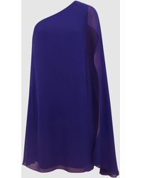 Reiss - Fleur - Purple Sheer Cape Sleeve Mini Dress, Us 6 - Lyst
