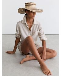 Reiss - Tatiana - Natural Straw-effect Striped Sun Hat, S-m (us 4-10) - Lyst