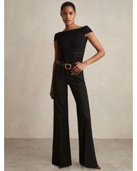 Reiss - Claude - Black High Rise Flared Trousers, Us 10 R - Lyst