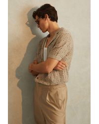 Reiss - Corsica - Stone Crochet Cuban Collar Shirt - Lyst