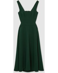 green emerald velvet dress Aria Ruched Midi Dress (More Colors)