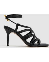 Reiss - Keira - Black Strappy Open Toe Heeled Sandals - Lyst