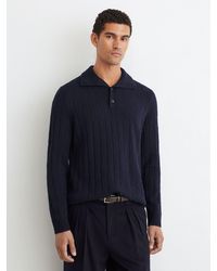 Reiss - Wool Stitch-Detail Half-Button Jumper - Lyst