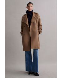 Reiss - Amie - Camel Wool Blend Double Breasted Coat - Lyst
