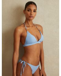 Reiss - Riah - Blue Side Tie Bikini Bottoms - Lyst
