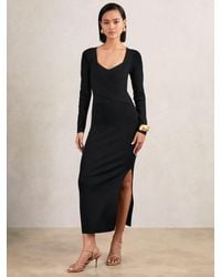 Reiss - Knitted Wrap-Front Midi Dress - Lyst