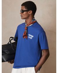 Reiss - Roda - Blue | Ché Cotton Palm-print T-shirt, Small - Lyst