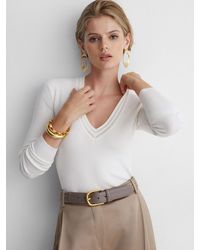 ATELIER - Silk-Blend Knit V-Neck Jumper - Lyst