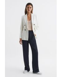 Reiss - Odell - Navy Wide Leg Pull On Trousers, Us 4r - Lyst