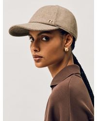 Reiss - Fiona - Taupe Wool-blend Flannel Baseball Cap, One - Lyst
