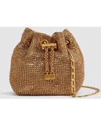 Reiss - Demi - Gold Crystal Mini Bucket Bag, One - Lyst