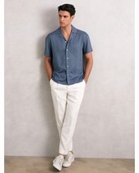 Reiss - Jacquard-Stripe Cuban-Collar Shirt - Lyst