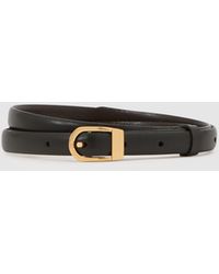 Reiss - Mila - Black Leather Mini-buckle Belt, S (us 4-6) - Lyst