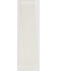 Reiss - Meyer - Ivory Silk Fringed Scarf, One - Lyst