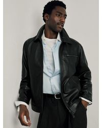 Reiss - Strader Leather Zip-Through Jacket - Lyst
