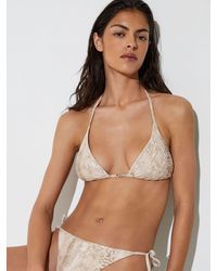 Reiss - Snake-Print Triangle Bikini Top - Lyst
