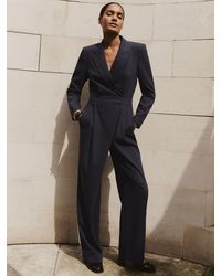 Reiss - Pinstripe Tailored Wide-Leg Jumpsuit With Wool - Lyst