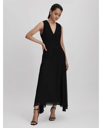 Reiss - Ruched Bodycon Midi Dress - Lyst