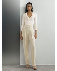 ATELIER - Silk Blend Ruffle Neck Knitted Top - Lyst