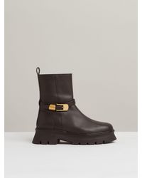 Reiss - Leather Cleated Ankle Boots - Lyst