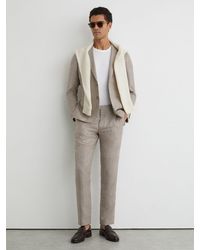 Reiss - Tailored Fit Linen-Wool Check Suit Trousers - Lyst