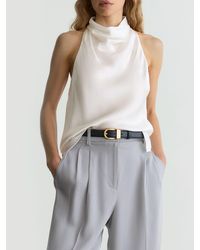 Reiss - Kora Hammered-Silk Cowl-Neck Top - Lyst