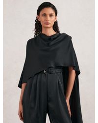 Halston - Crepe Wide Leg Cape Jumpsuit - Lyst