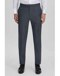 Reiss - Humble - Airforce Blue Slim Fit Wool Side Adjuster Trousers - Lyst