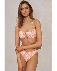 Reiss - Carrie - Cream/coral Removable Strap Bandeau Bikini Top, Us 2 - Lyst