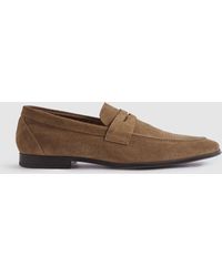 Reiss - Suede - Stone Bray Suede Suede Slip On Loafers, Uk 11 Eu 45 - Lyst